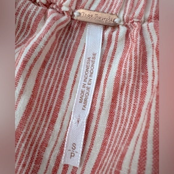 Free People Hello There Beautiful Off Shoulder Red Cream Striped Relaxed Top - Picture 13 of 15